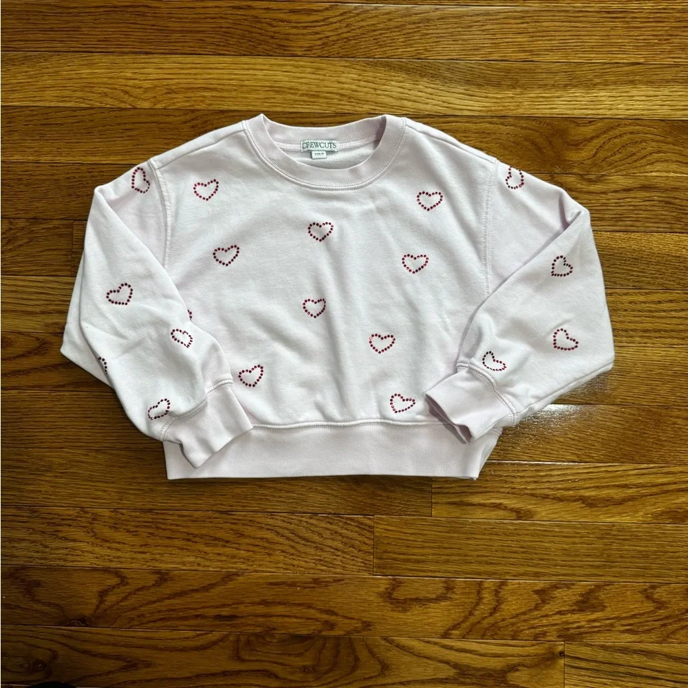 Crewcuts Crystal Hearts Pink Sweatshirt Size XS(4-5)